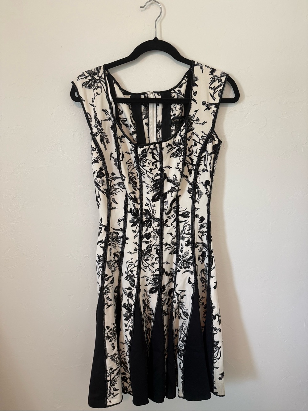 Tadashi Shoji Black and White Floral Midi Dress